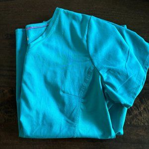 healing hands Yoga Scrubs Top Women Purple Label Teal size XL